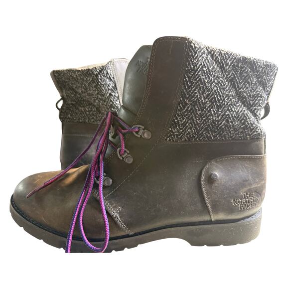 The North Face Ballard Fold Down Wool Boots, Leather Winter Hiking, Women's 10 - Picture 1 of 7